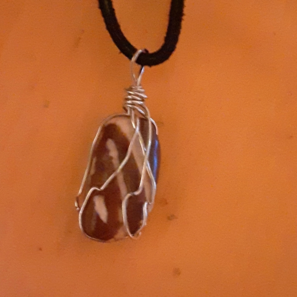30 inch long Brown stone with White necklace
